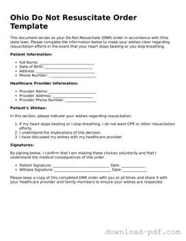 Ohio Do Not Resuscitate Order Document