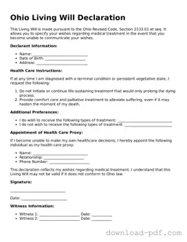 Ohio Living Will Document