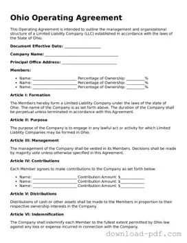 Ohio Operating Agreement Document
