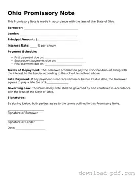 Ohio Promissory Note Document