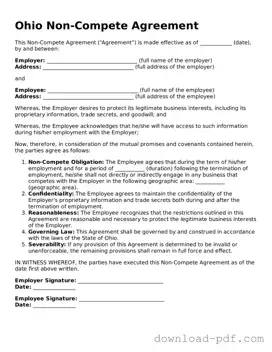 Ohio Non-compete Agreement Document