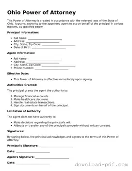Ohio Power of Attorney Document