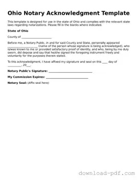 Ohio Notary Acknowledgement Document