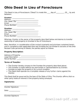 Ohio Deed in Lieu of Foreclosure Document