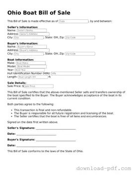 Ohio Boat Bill of Sale Document
