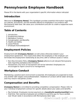 Pennsylvania Employee Handbook Document