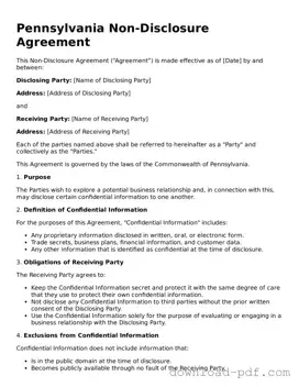 Pennsylvania Non-disclosure Agreement Document