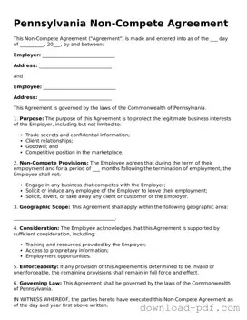Pennsylvania Non-compete Agreement Document