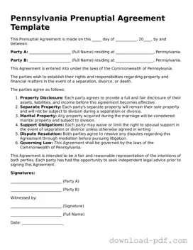 Pennsylvania Prenuptial Agreement Document