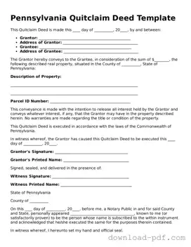 Pennsylvania Quitclaim Deed Document