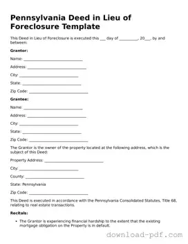 Pennsylvania Deed in Lieu of Foreclosure Document