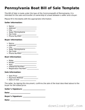 Pennsylvania Boat Bill of Sale Document