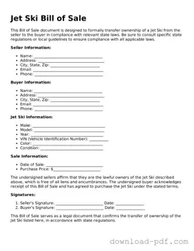 Free Jet Ski Bill of Sale Template