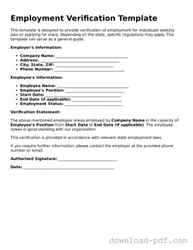 Free Employment Verification Template