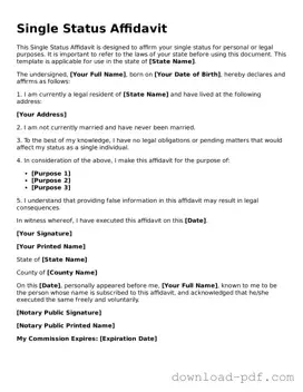 Free Single Status Affidavit Template