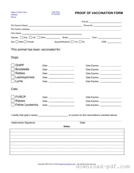 Get Proof Of Vaccination Dog Template in PDF