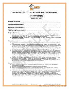 Get Roofing Warranty Certificate Template in PDF