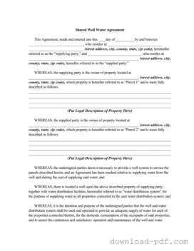 Get Shared Well Agreement Template in PDF