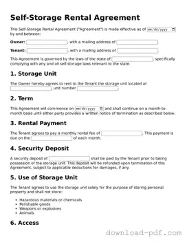 Free Self-Storage Rental Agreement Template