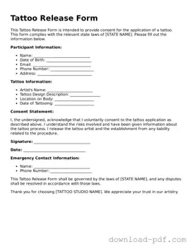 Free Tattoo Release Template