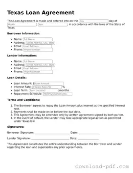 Texas Loan Agreement Document
