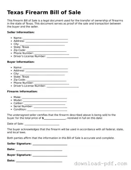Texas Firearm Bill of Sale Document