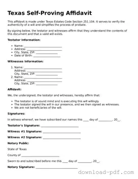 Texas Self-Proving Affidavit Document
