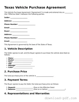 Texas Vehicle Purchase Agreement Document