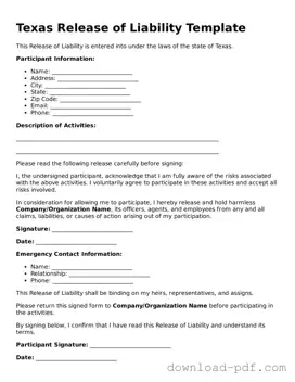 Texas Release of Liability Document
