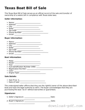 Texas Boat Bill of Sale Document