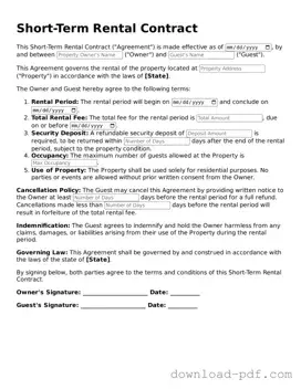 Free Short-Term Rental Contract Template