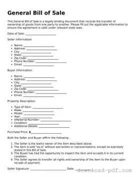 Free General Bill of Sale Template