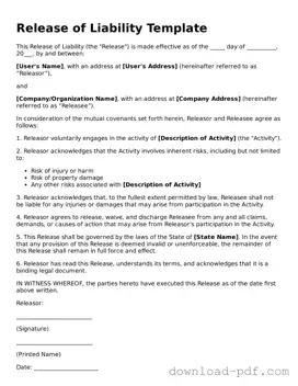 Free Release of Liability Template