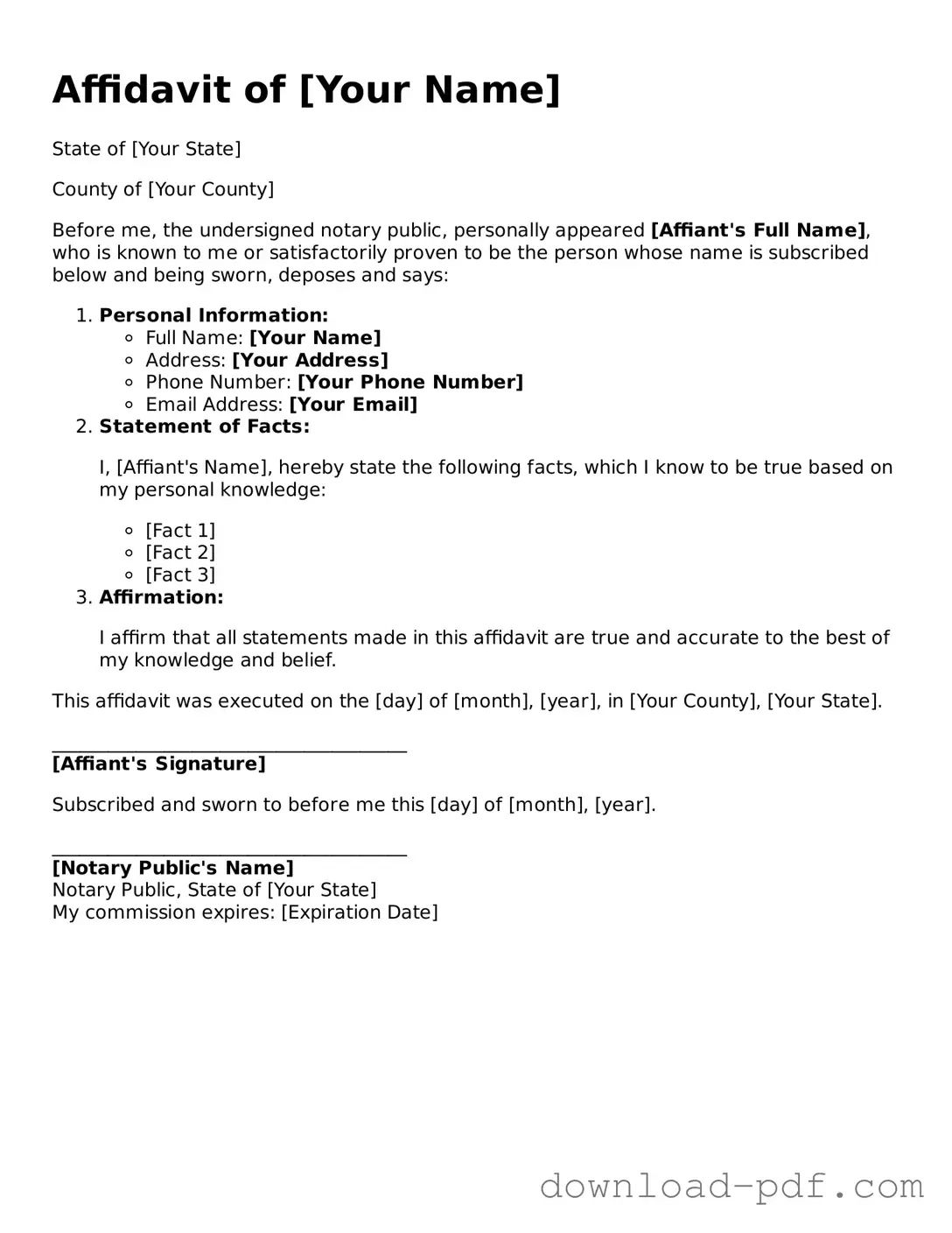 Free Affidavit Template