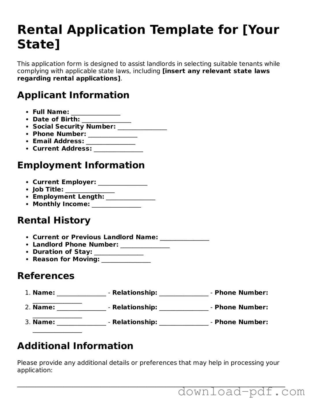 Free Rental Application Template