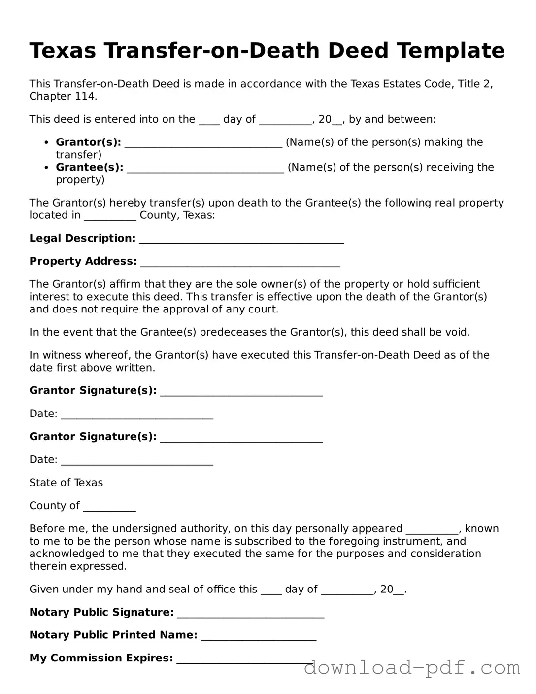 Texas Transfer-on-Death Deed Document