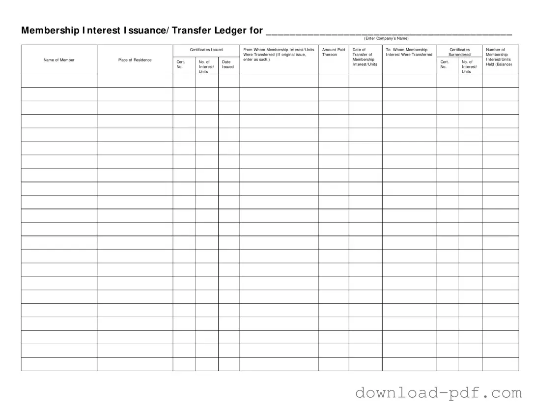 Get Membership Ledger Template in PDF