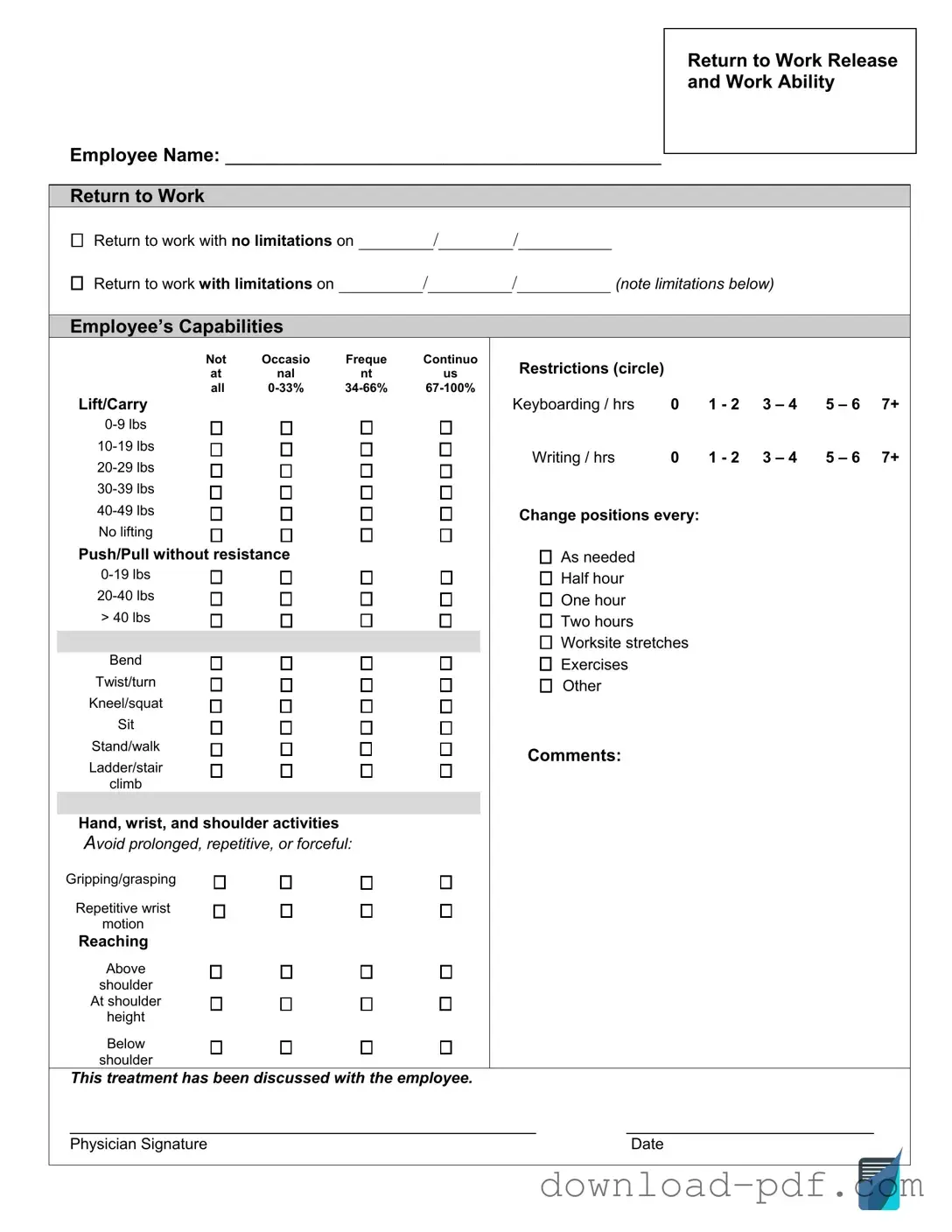 Get Work Release Template in PDF